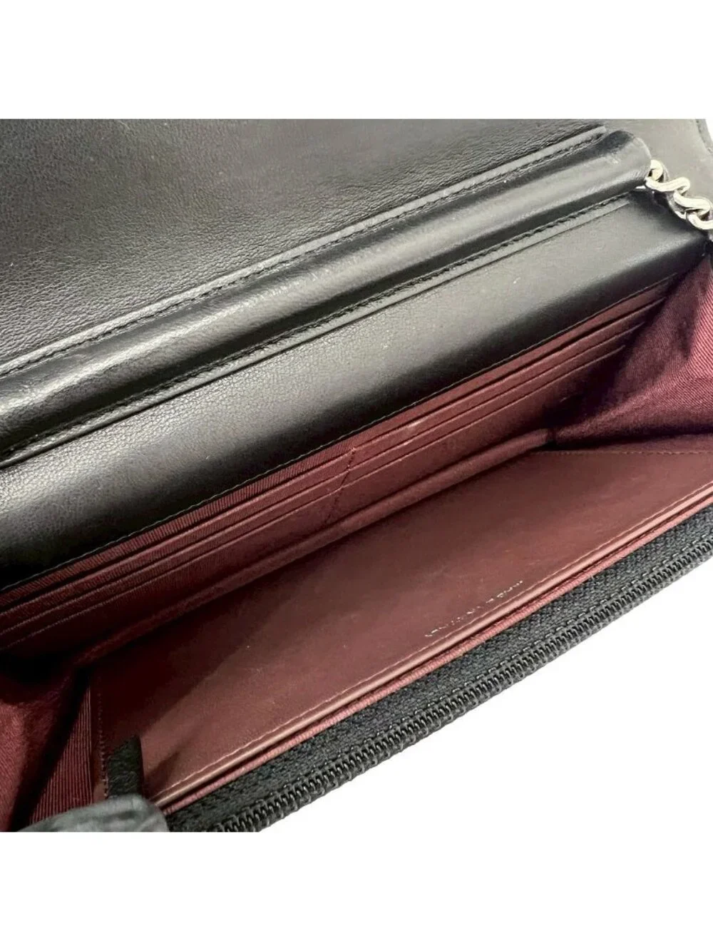 Chanel With Card Quilted CC Logo Lambskin Shoulder Bag Pochette Black
